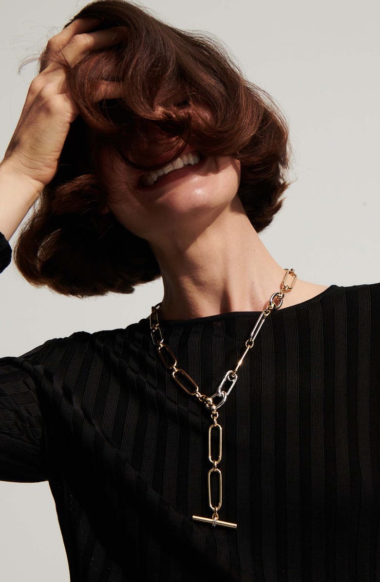 DEMARSON Theo 2.0 Paper Clip Chain Necklace, Alternate, color, 