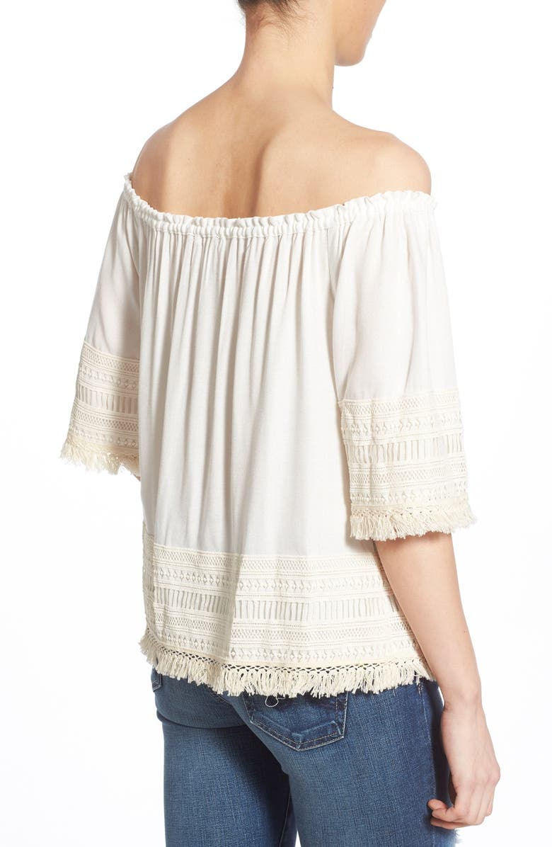 Ella Moss 'Lilita' Macramé Trim Off the Shoulder Top, Alternate, color, 
