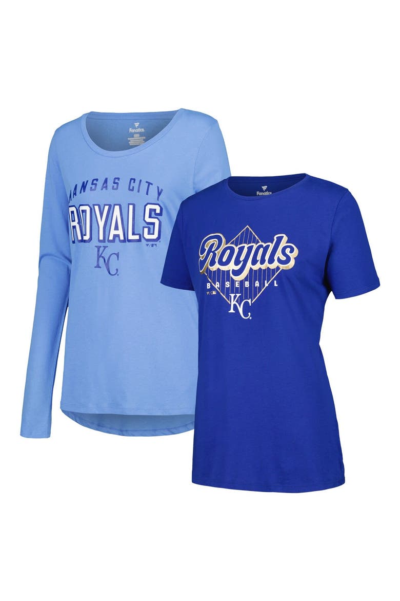Women's Fanatics Branded Light Blue/Royal Kansas City Royals T-Shirt Combo Pack, Main, color, Light Blue