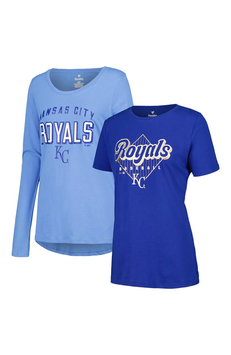 FANATICS Women's Fanatics Branded Light Blue/Royal Kansas City Royals T-Shirt Combo Pack, Main, color, 