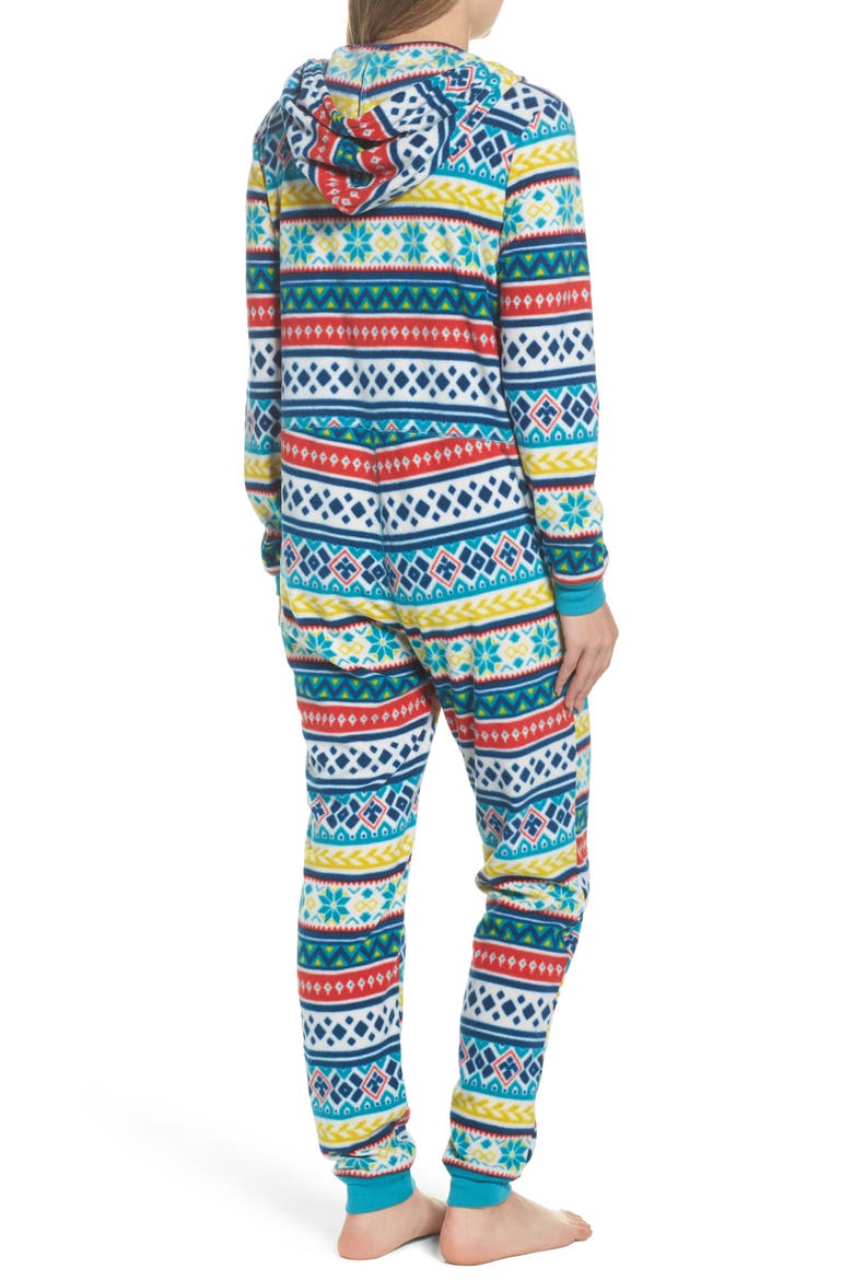 Hooded Pajama Jumpsuit, Alternate, color, IVORY EGRET FLIRTY FAIRISLE