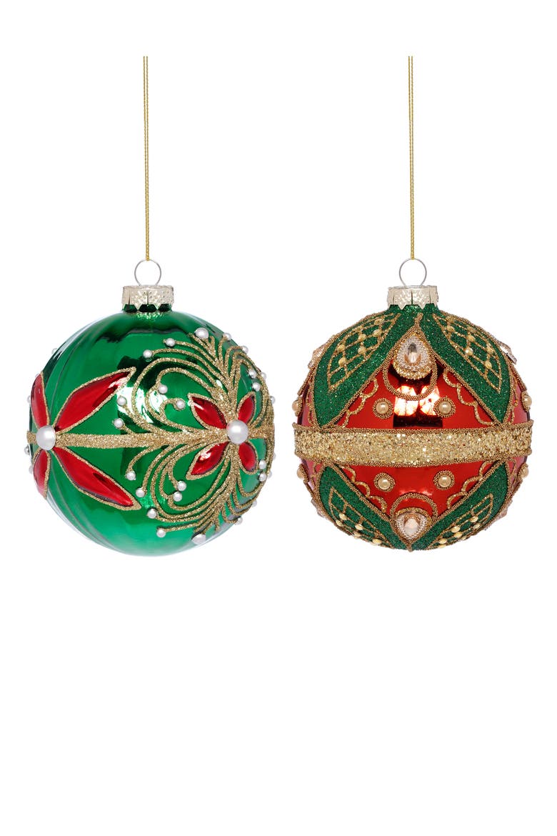Christmas Scroll Jewel Ornament, Box of 6, Main, color, Green