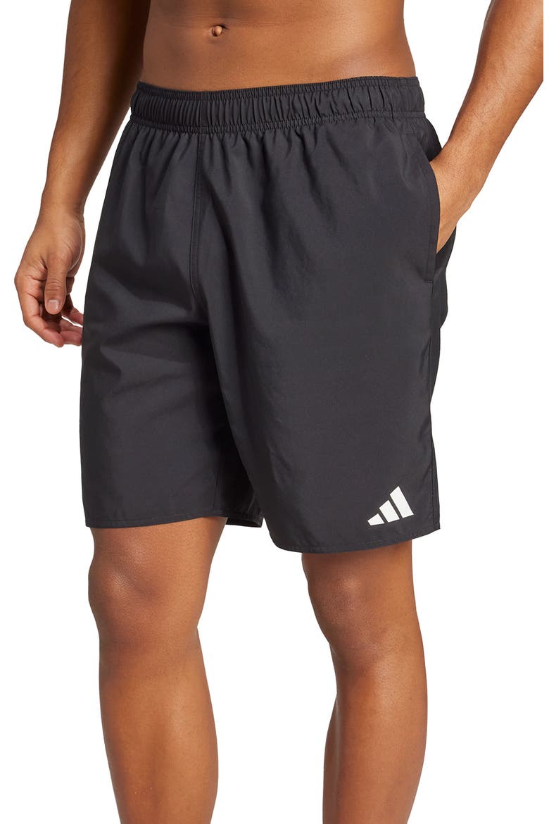 Essentials Swim Trunks, Main, color, BLACK/ WHITE