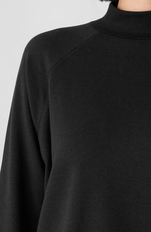 Eileen Fisher Cozy Brushed Terry Hug Mock Neck Top In Black