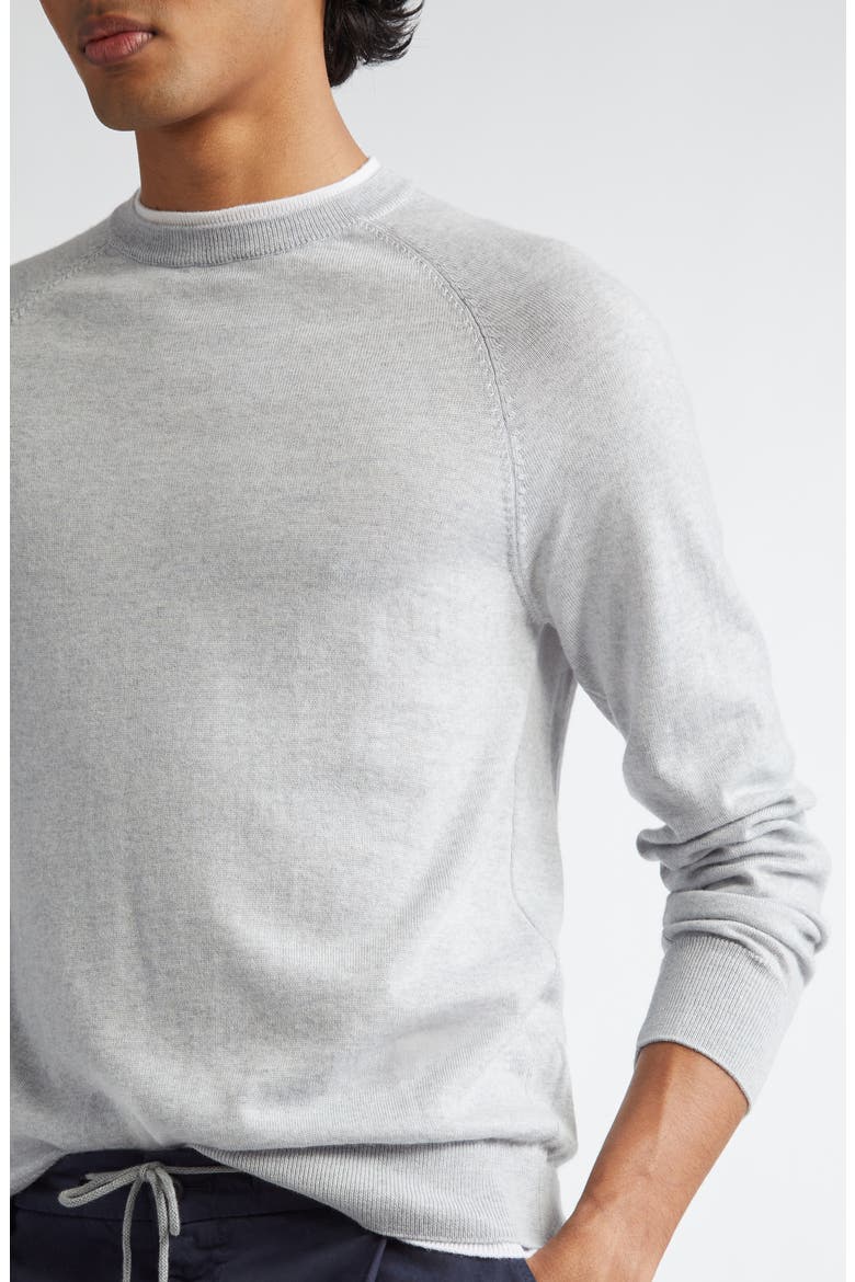 Raglan Sleeve Virgin Wool Sweater, Alternate, color, LIGHT GRAY AND IVORY