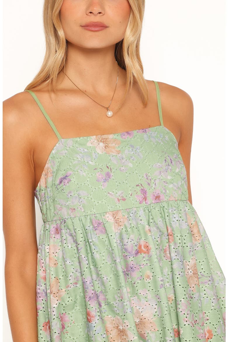 Alyah Floral Eyelet Maxi Dress, Alternate, color, GREEN FLORAL