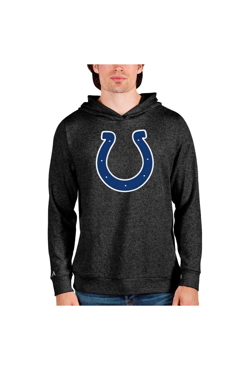 ANTIGUA Men's Antigua Heathered Black Indianapolis Colts Team Absolute Pullover Hoodie, Main, color, 