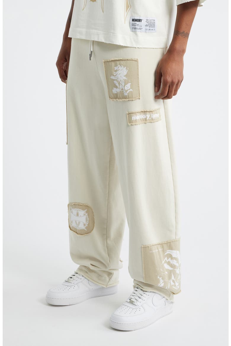 Patch Flyer Drawstring Sweatpants, Alternate, color, CREAM