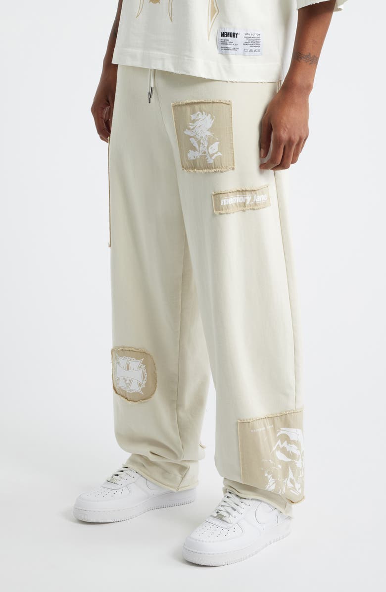 MEMORY LANE Patch Flyer Drawstring Sweatpants, Alternate, color, Cream
