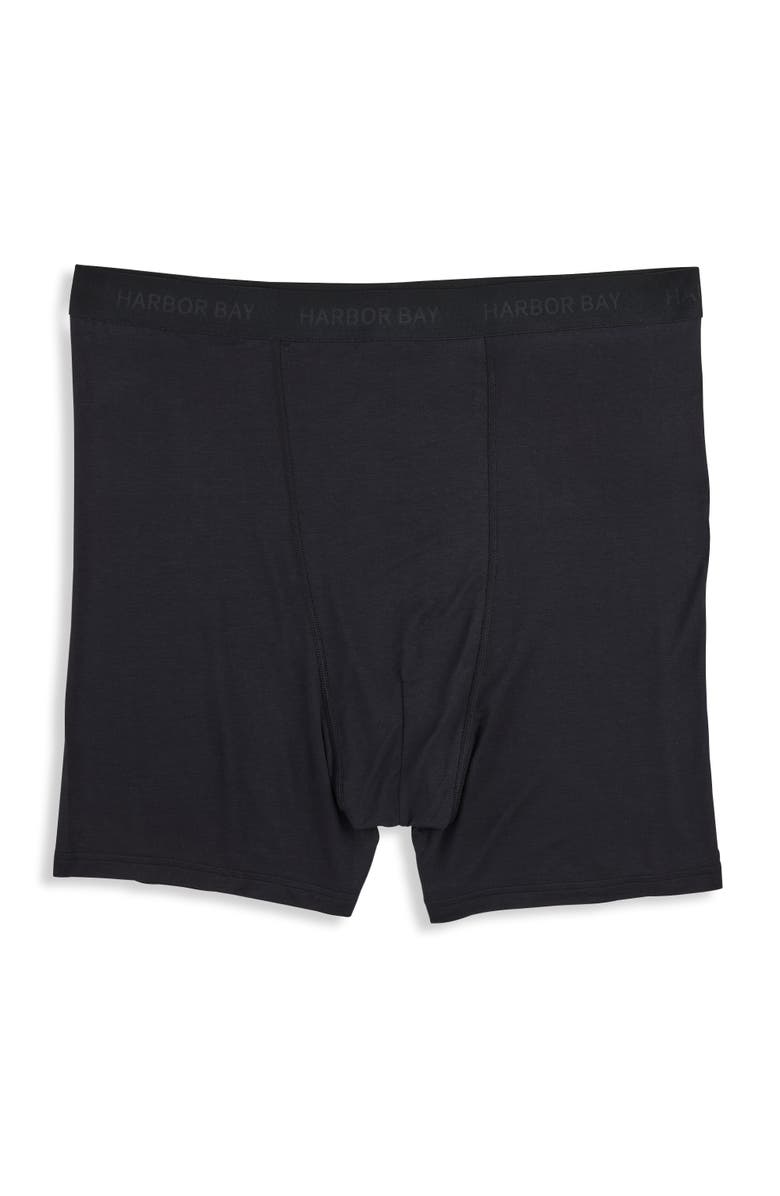 Harbor Bay by DXL Big & Tall 4 Inch Stretch Boxer Briefs, Main, color, Black Beauty