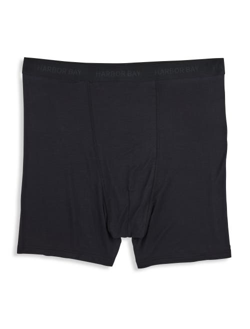 Harbor Bay By Dxl Big & Tall 4 Inch Stretch Boxer Briefs In Black