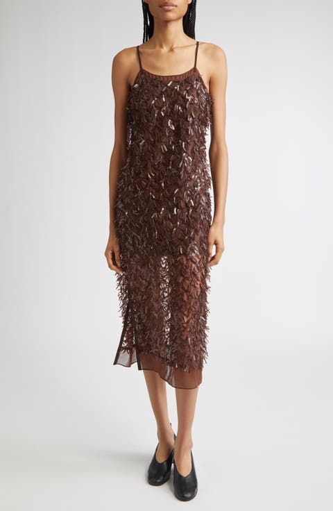 Sequin Fringe Slip Dress