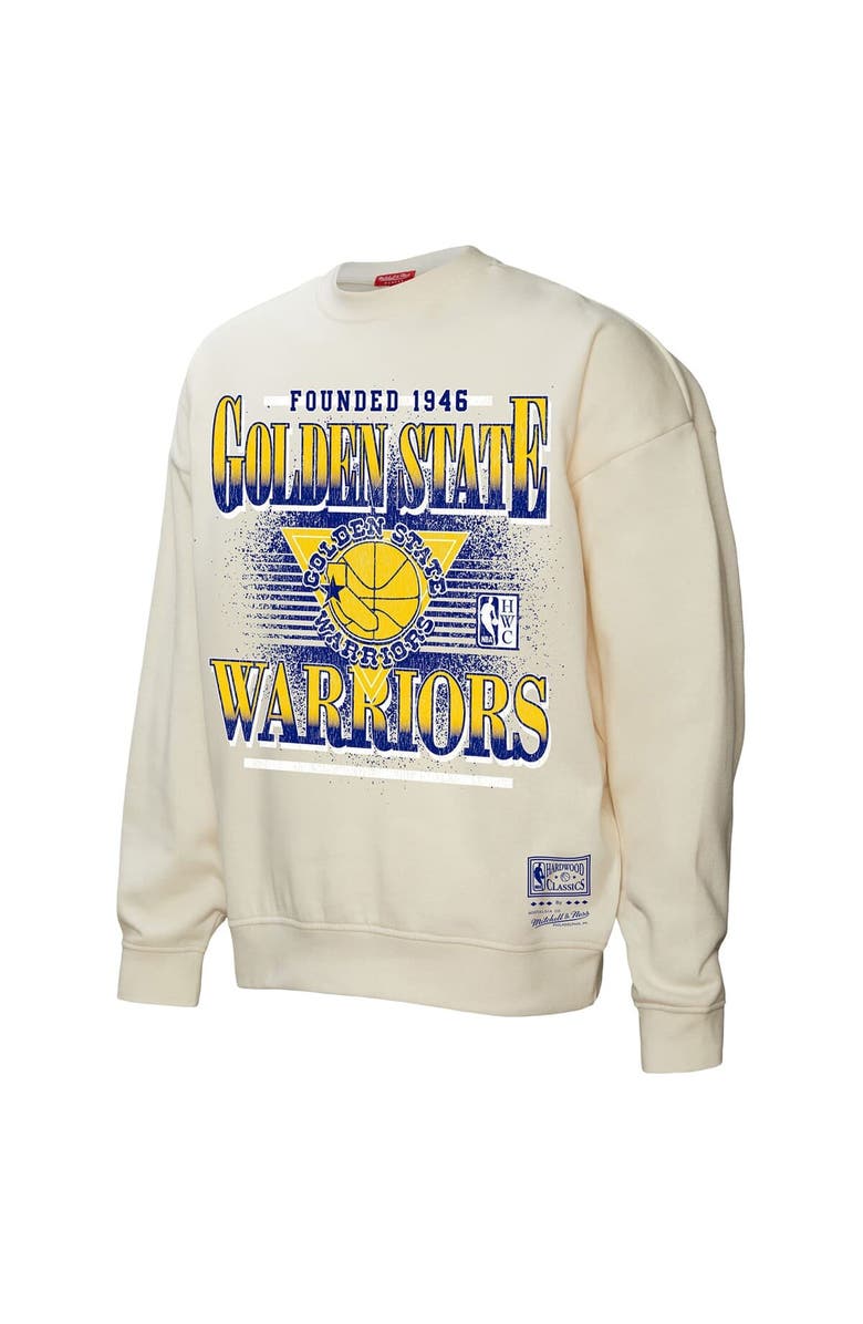 Mitchell & Ness Women's Mitchell & Ness Cream Golden State Warriors Oversprayed Pullover Sweatshirt, Alternate, color, Cream