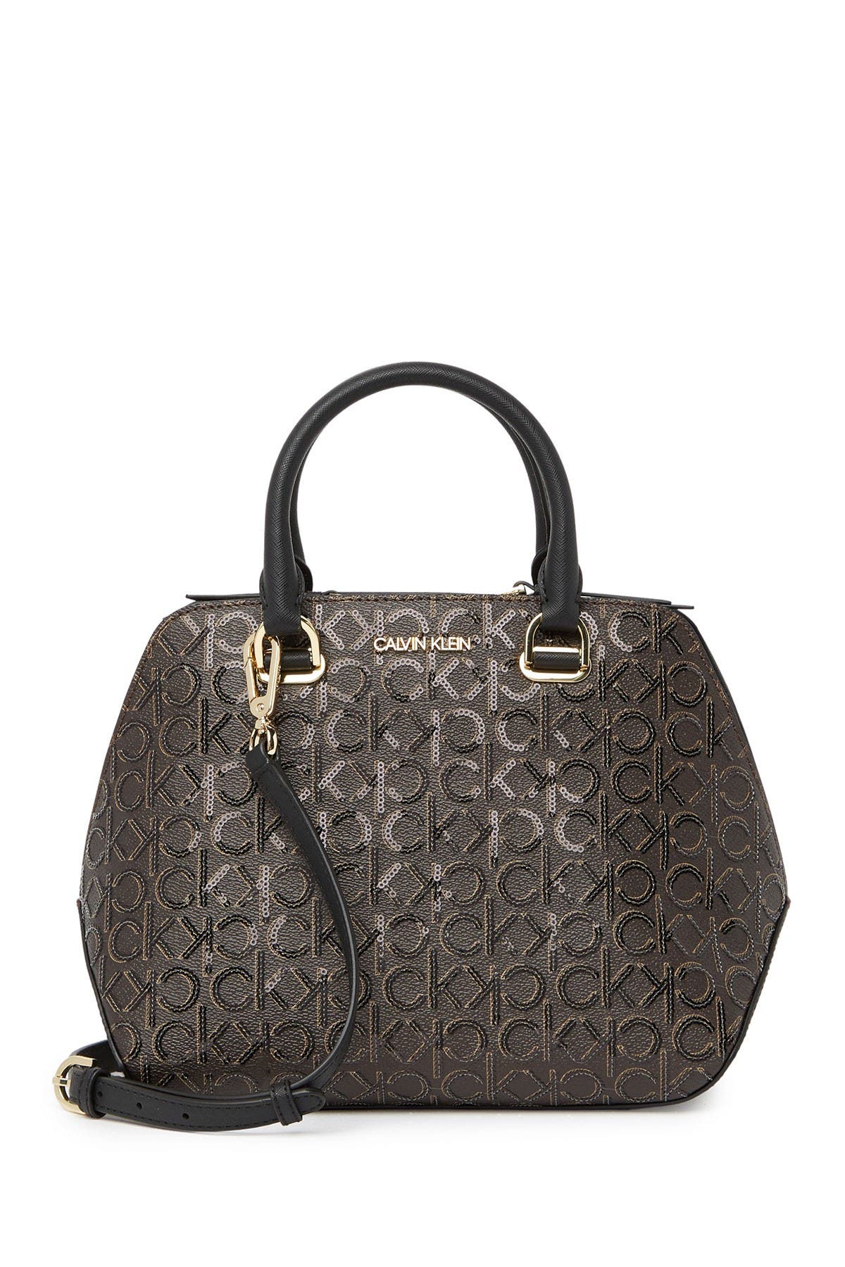 Calvin Klein Hayden Signature Triple Compartment Shoulder Bag Satchel, Main, color, 