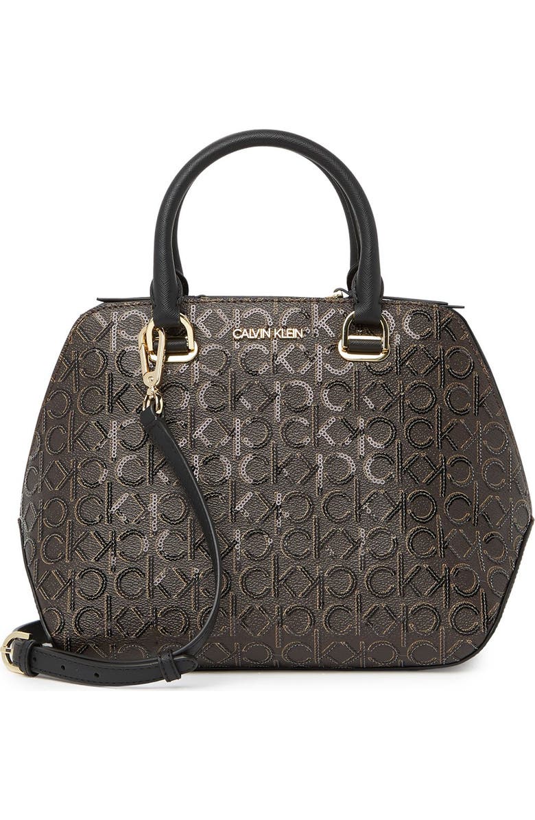 Calvin Klein Hayden Signature Triple Compartment Shoulder Bag Satchel, Main, color,