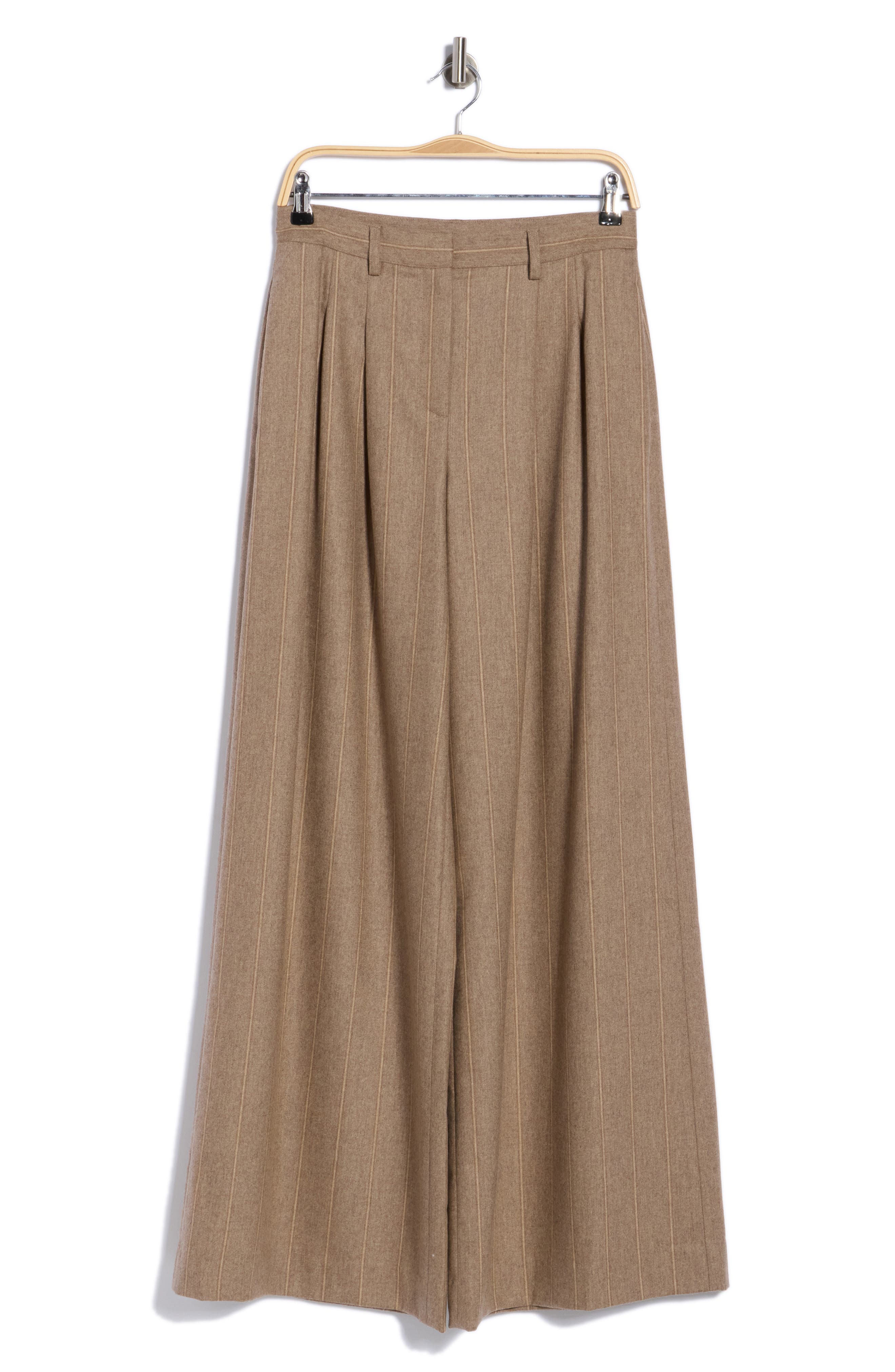 Avery Pinstripe Wide Leg Wool Blend Pants