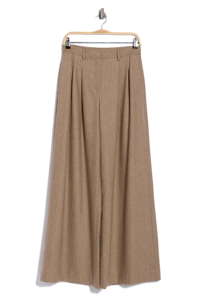 Avery Pinstripe Wide Leg Wool Blend Pants, Main, color, TIMBER WOLF MULT