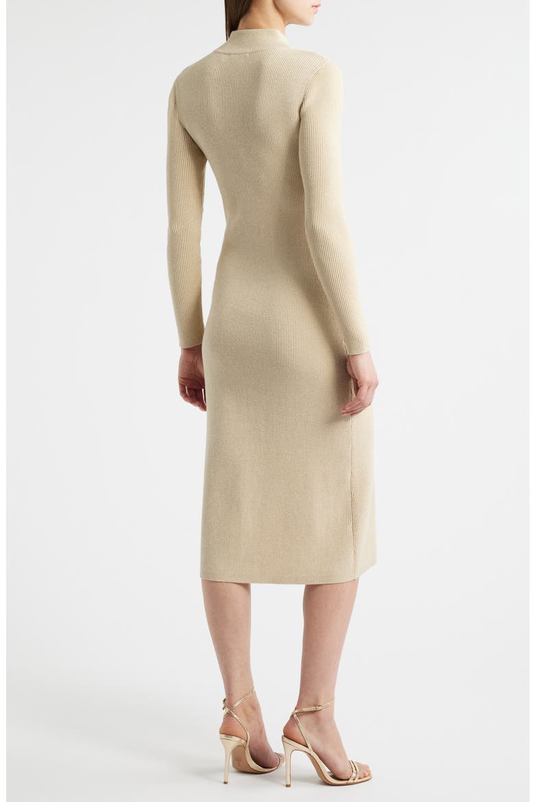 The Chaya Metallic Long Sleeve Rib Maxi Dress, Alternate, color, GOLD WITH GOLD LUREX