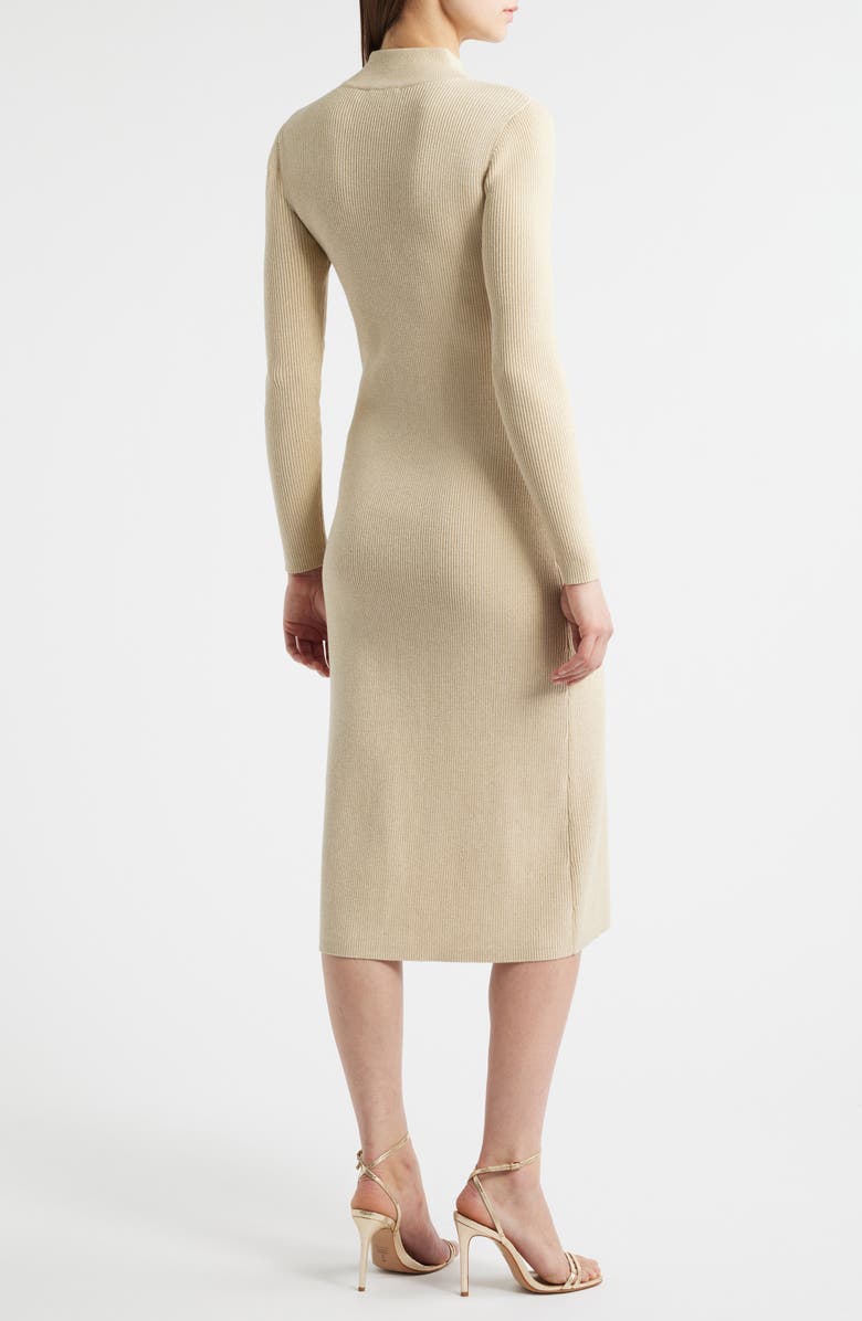 Elie Tahari The Chaya Metallic Long Sleeve Rib Maxi Dress, Alternate, color, Gold With Gold Lurex