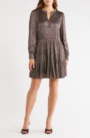 Halogen® Metallic Babydoll Dress
