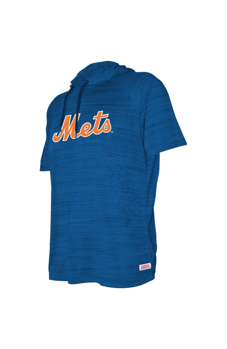 STITCHES Youth Stitches Heather Royal New York Mets Raglan Short Sleeve Pullover Hoodie, Alternate, color, 