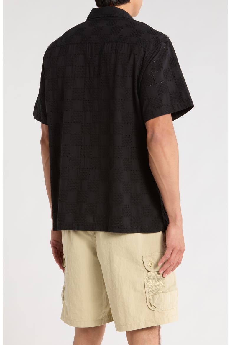 Wayside Eyelet Embrodiered Camp Shirt, Alternate, color, BLACK
