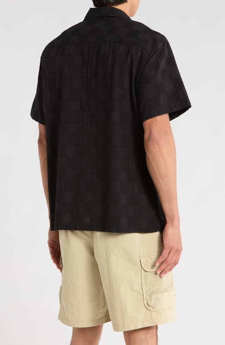 Vans Wayside Eyelet Embrodiered Camp Shirt, Alternate, color, Black