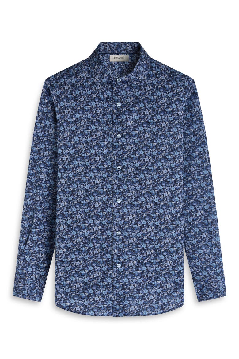 Axel Trim Fit Floral Stretch Cotton Button-Up Shirt, Alternate, color, COBALT