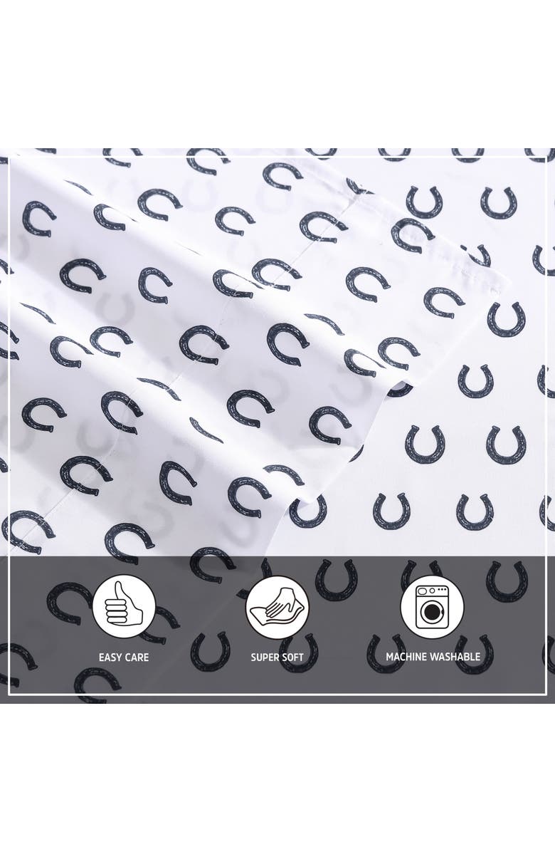 Wrangler Horseshoe Dots Print Microfiber Sheet Set, Alternate, color, / Dark Blue