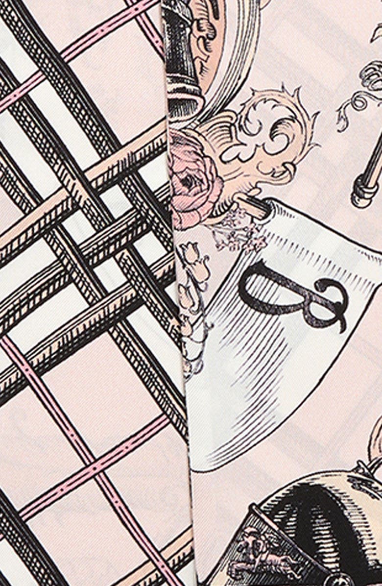 Burberry Etched Equestrian Knight Reversible Silk Skinny Scarf, Alternate, color, Quartz Pink