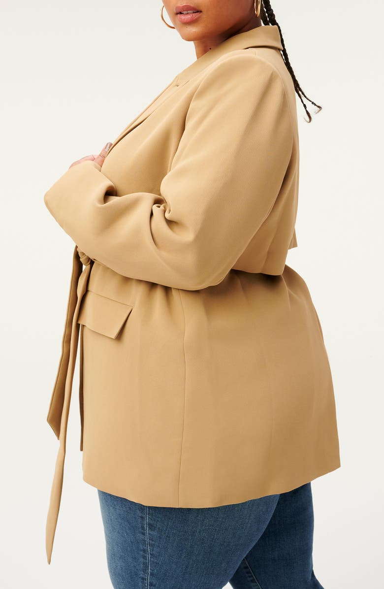 Good American Tie Waist Trench Blazer, Alternate, color, 