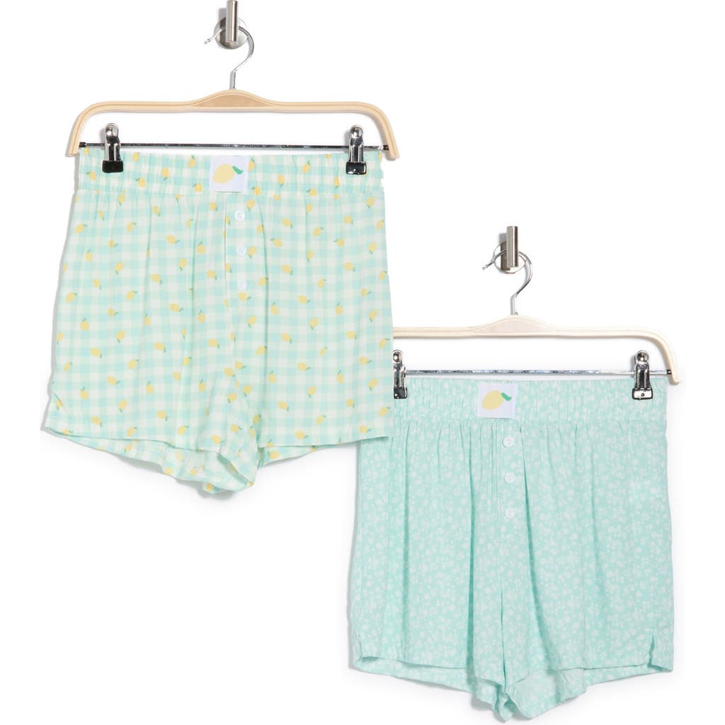 Tart Challis Oriel 2-pack Boxer Shorts In Lemon Gingham + Ditsy Aqua
