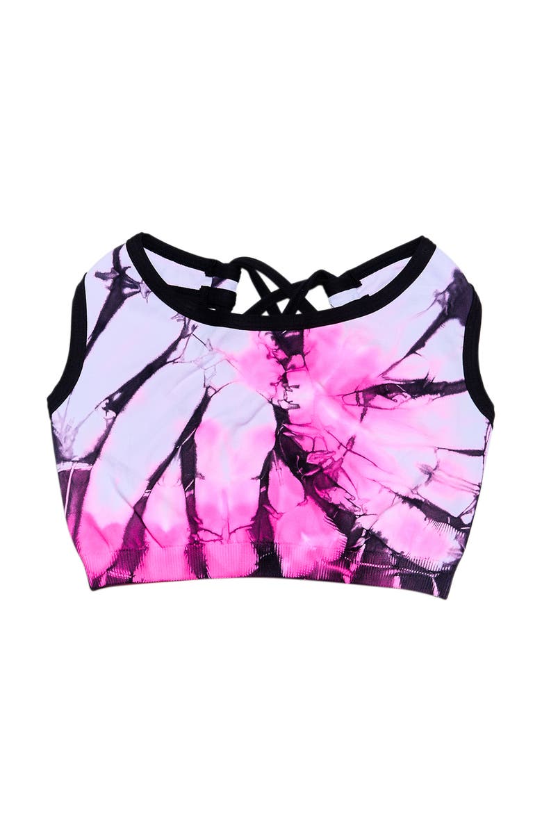 Malibu Sugar Tie dye sports bra - Big Kid, Alternate, color, Tie Dye (Pink Black White)