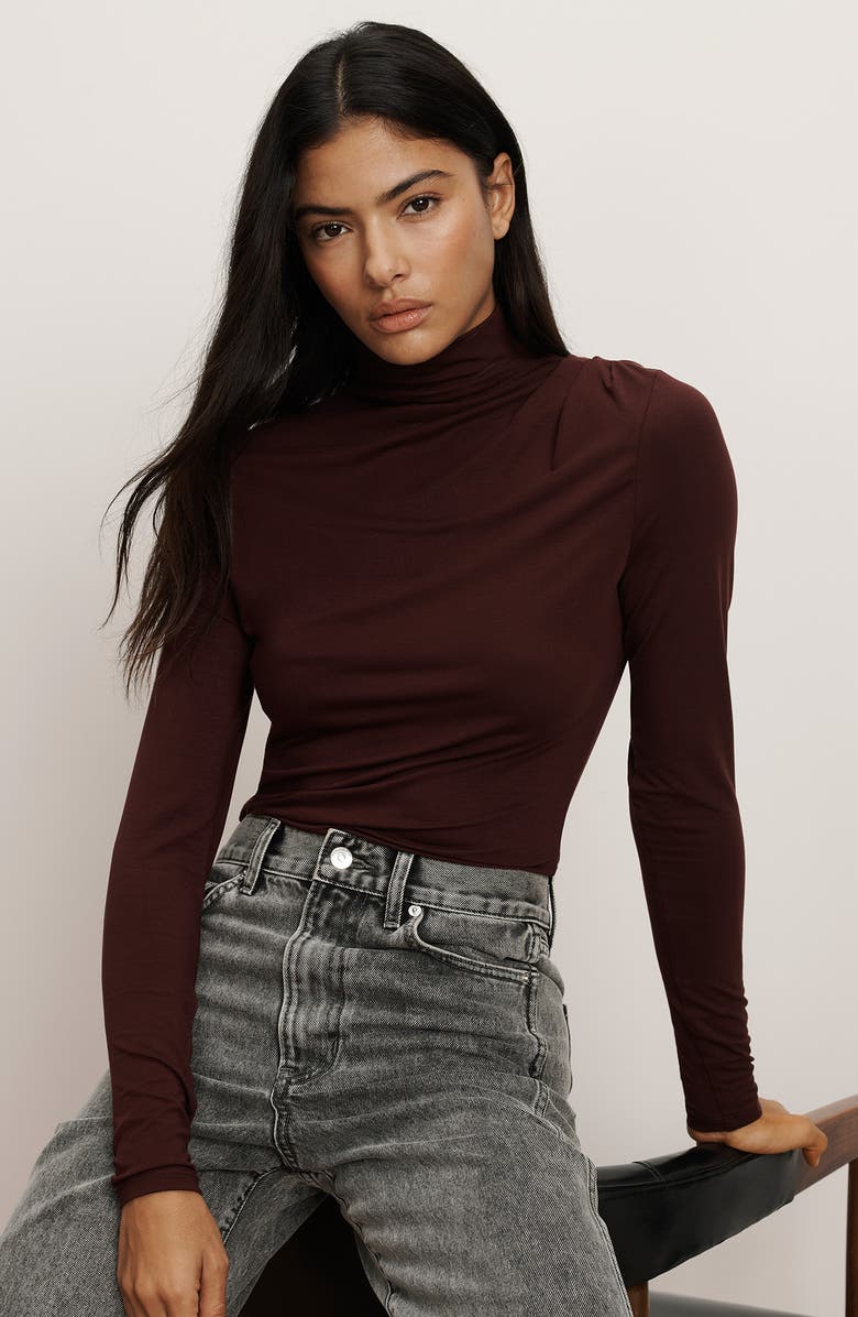 Veronica Beard Mylie Turtleneck Top, Alternate, color, Raisin