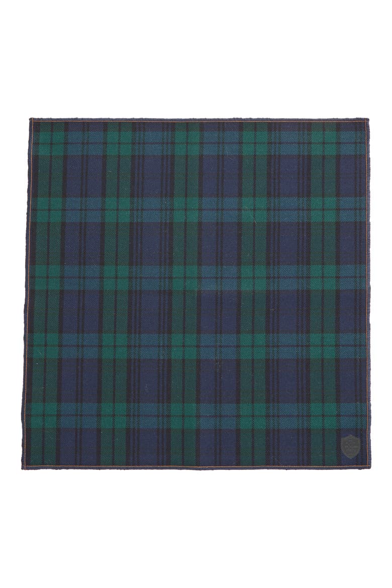 Plaid Wool Pocket Square, Alternate, color, BLUE