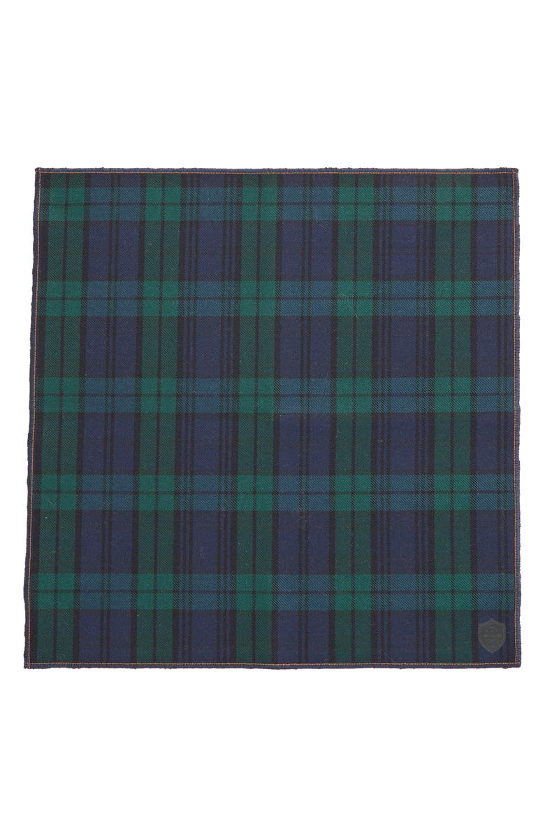 CLIFTON WILSON Plaid Wool Pocket Square, Alternate, color, Blue