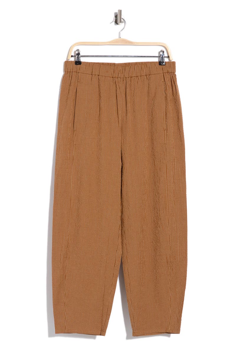 Check Organic Cotton Lantern Ankle Pants, Main, color, BRONZE