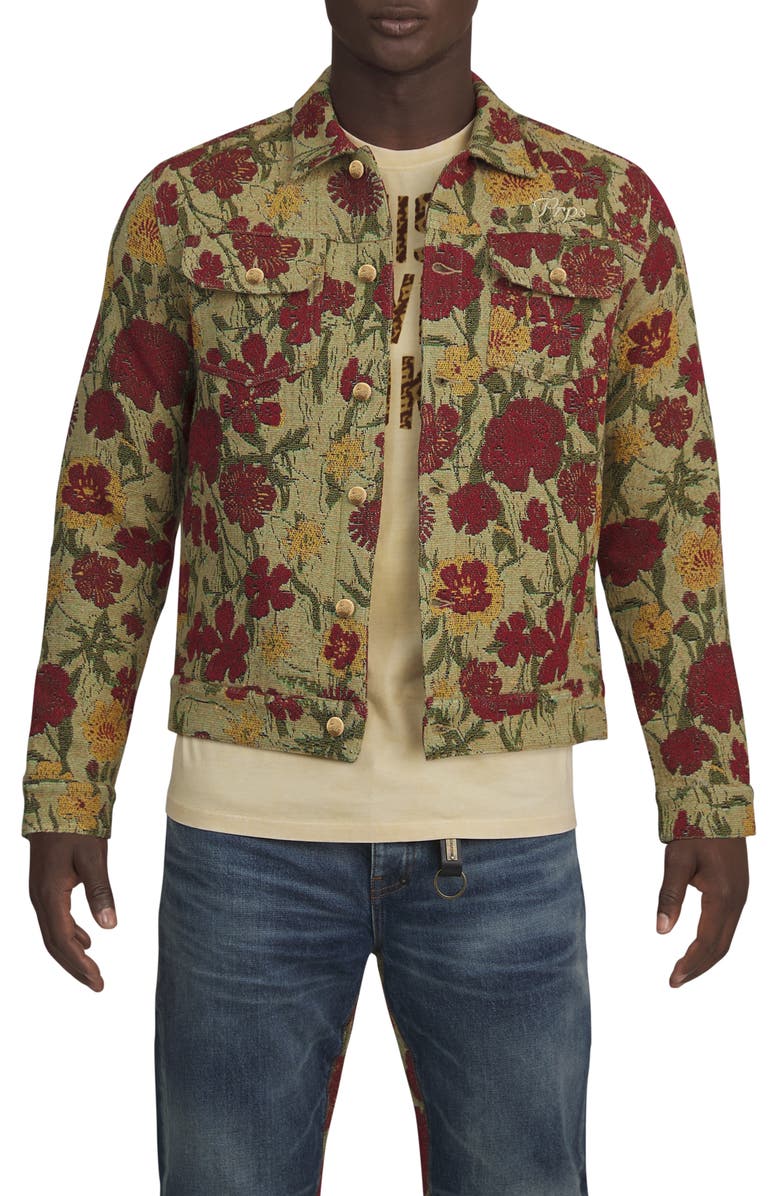 PRPS Deer Valley Floral Jacquard Tapestry Trucker Jacket, Alternate, color,