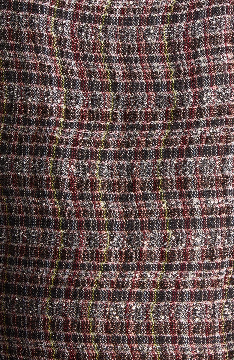 Missoni Long Sleeve Sequin Check Wool Blend Dress, Alternate, color, Pink And Brown Tones