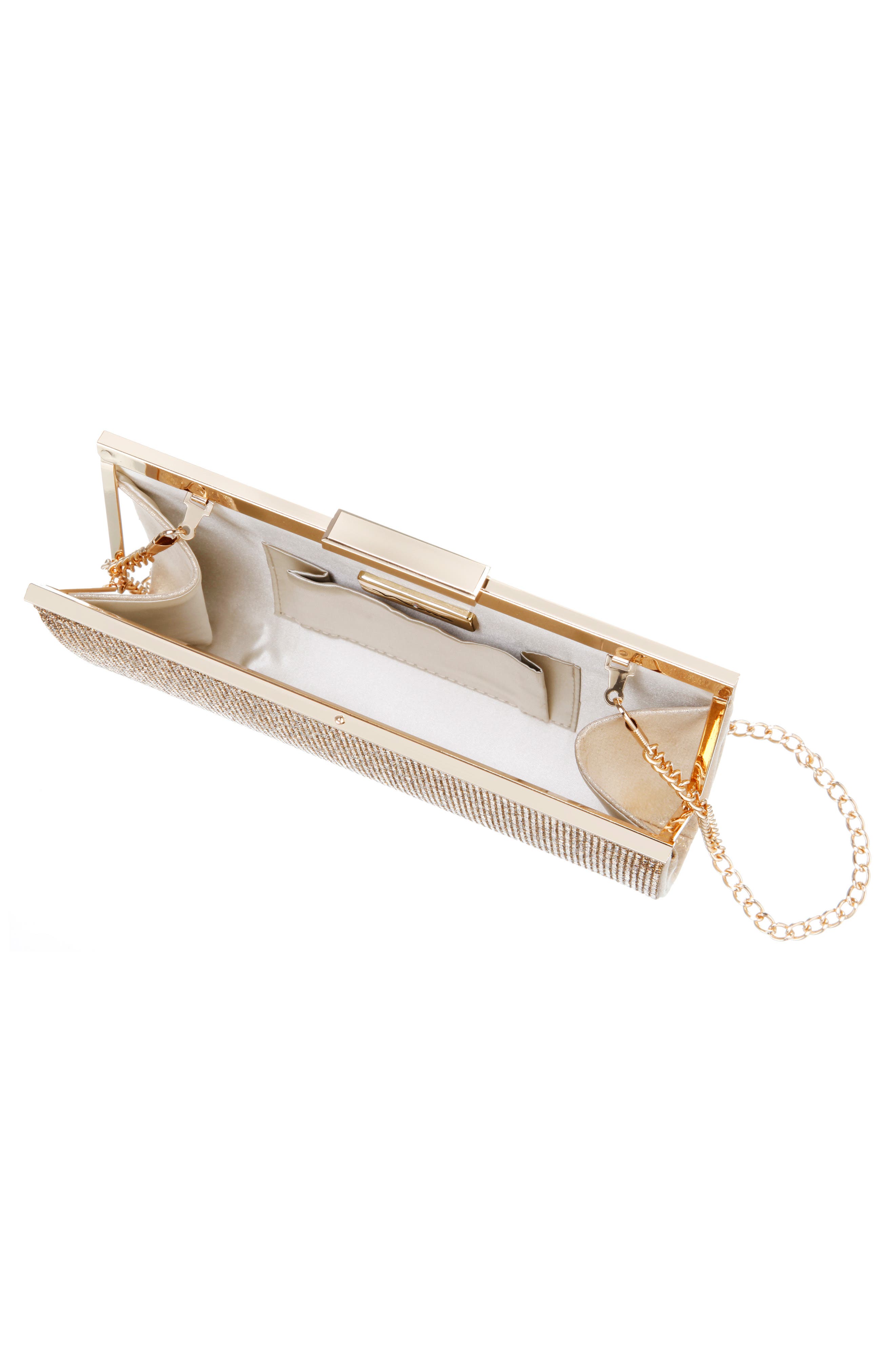 Crystal Frame Clutch, Alternate, color, GOLD