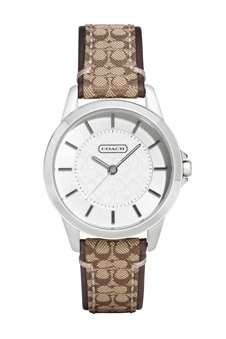 'Classic Signature' Logo Strap Watch, Main, color, SILVER