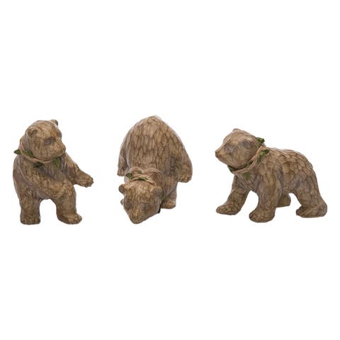 Resin Wood Carved Bear Figurine Set of Christmas Decorations