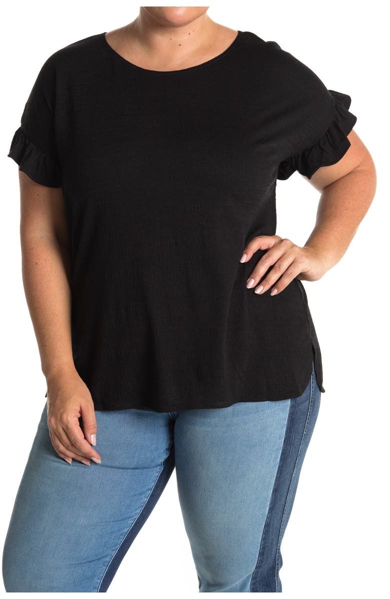 MAX STUDIO Ruffle Cuff Crew Neck T-Shirt, Main, color, 