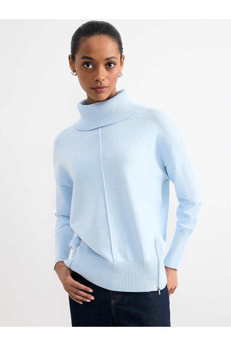 Steph Roll Neck Side-Zip Knitted Jumper, Main, color, Pale Blue