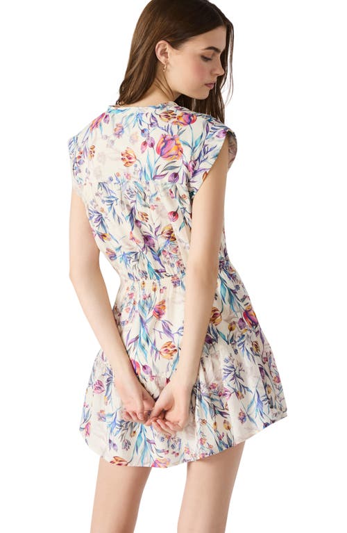 Steve Madden Faith Floral Tiered Cotton Minidress In Antique