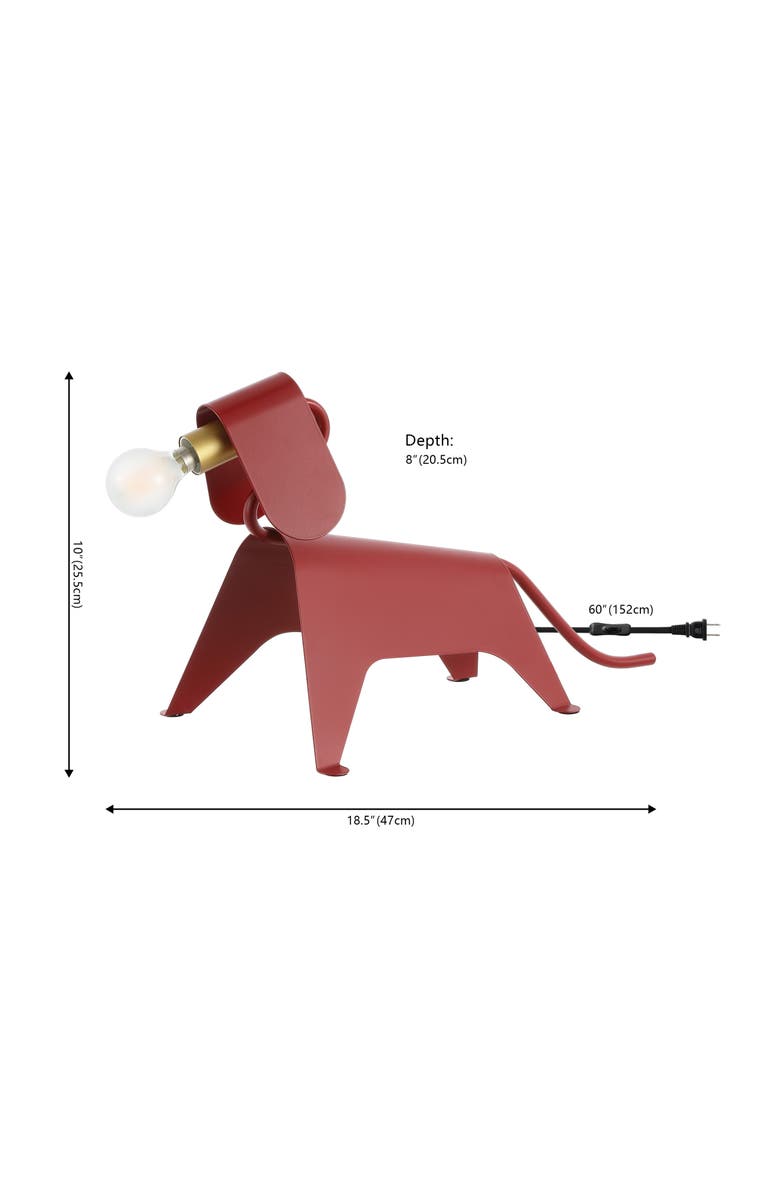 JONATHAN Y Rover Modern Industrial Iron Canine LED Kids' Lamp, Alternate, color, Red