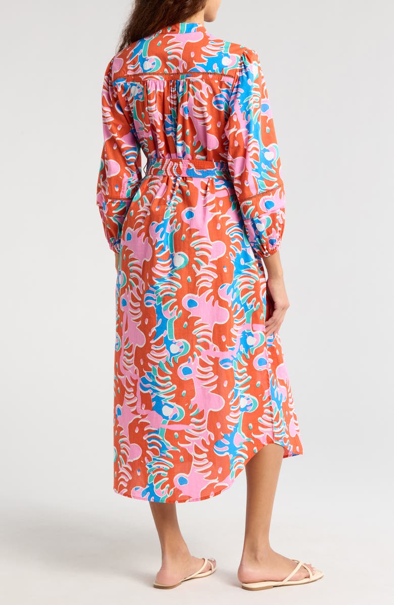 Poupette St Barth Cathy Abstract Print Cotton Cover-Up Shirtdress, Alternate, color, Red Geo Afro