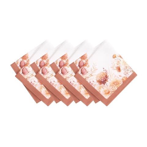 Autumn Blooms Napkins Set Of 4 Multicolor - 17"w X 17"l