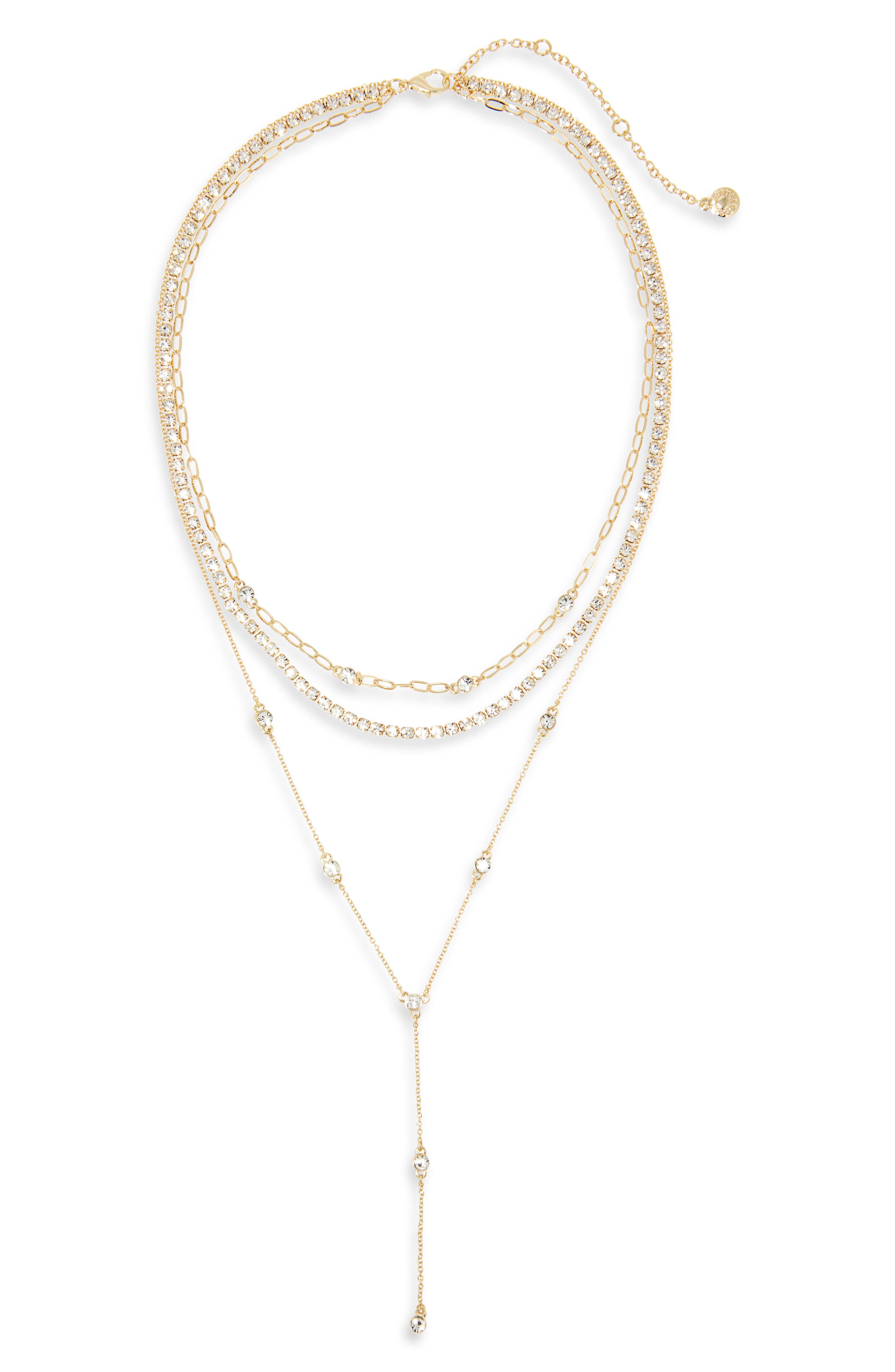 BaubleBar Prelayered Triple Chain Y-Necklace