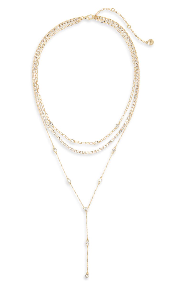 BaubleBar Prelayered Triple Chain Y-Necklace, Main, color, Gold